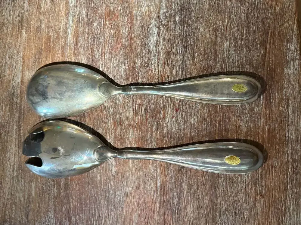 Godinger Silver Plated Salad Serving Set Fork and Spoon